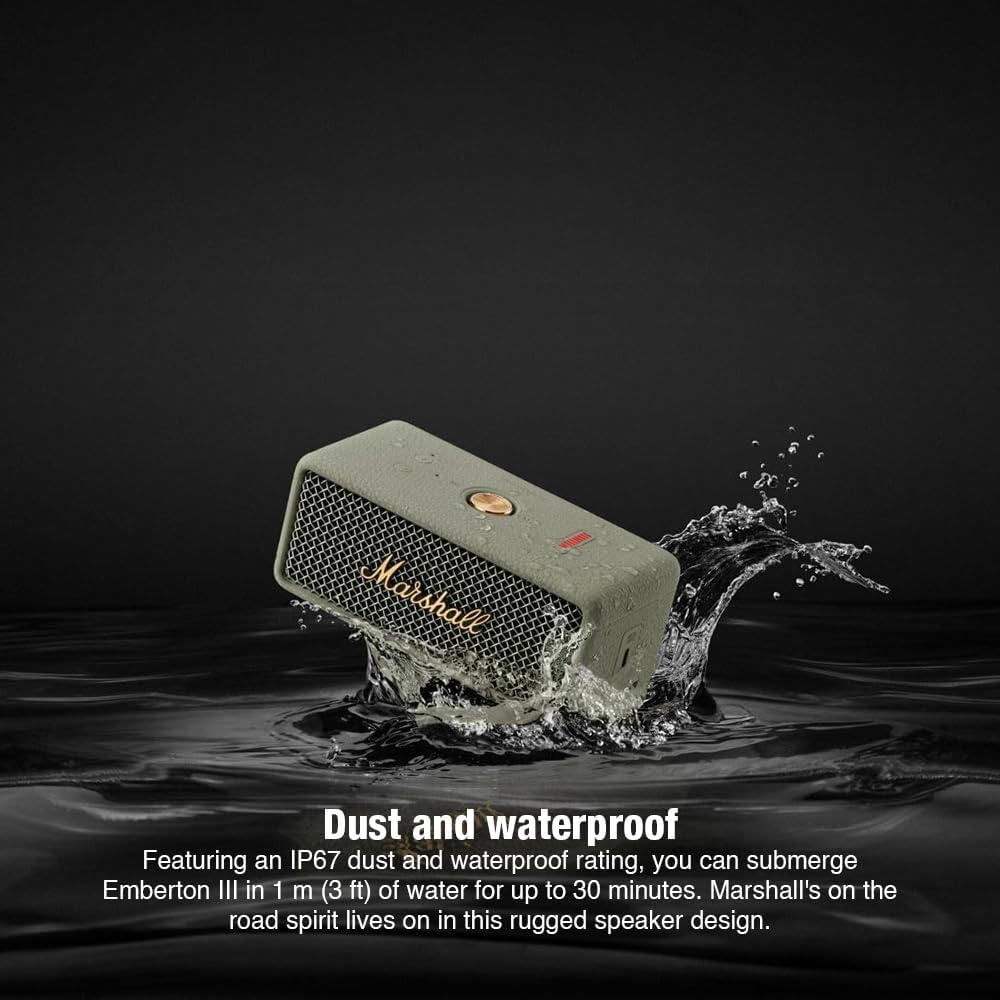 Marshall Smartchoice Emberton III Compact Portable Bluetooth Speaker (Sage)