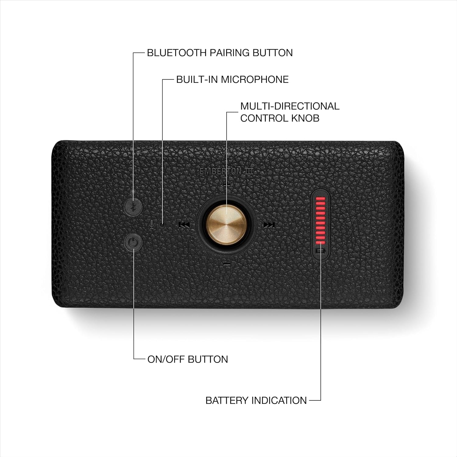 Marshall Smartchoice Emberton III Compact Portable Bluetooth Speaker (Black & Brass)