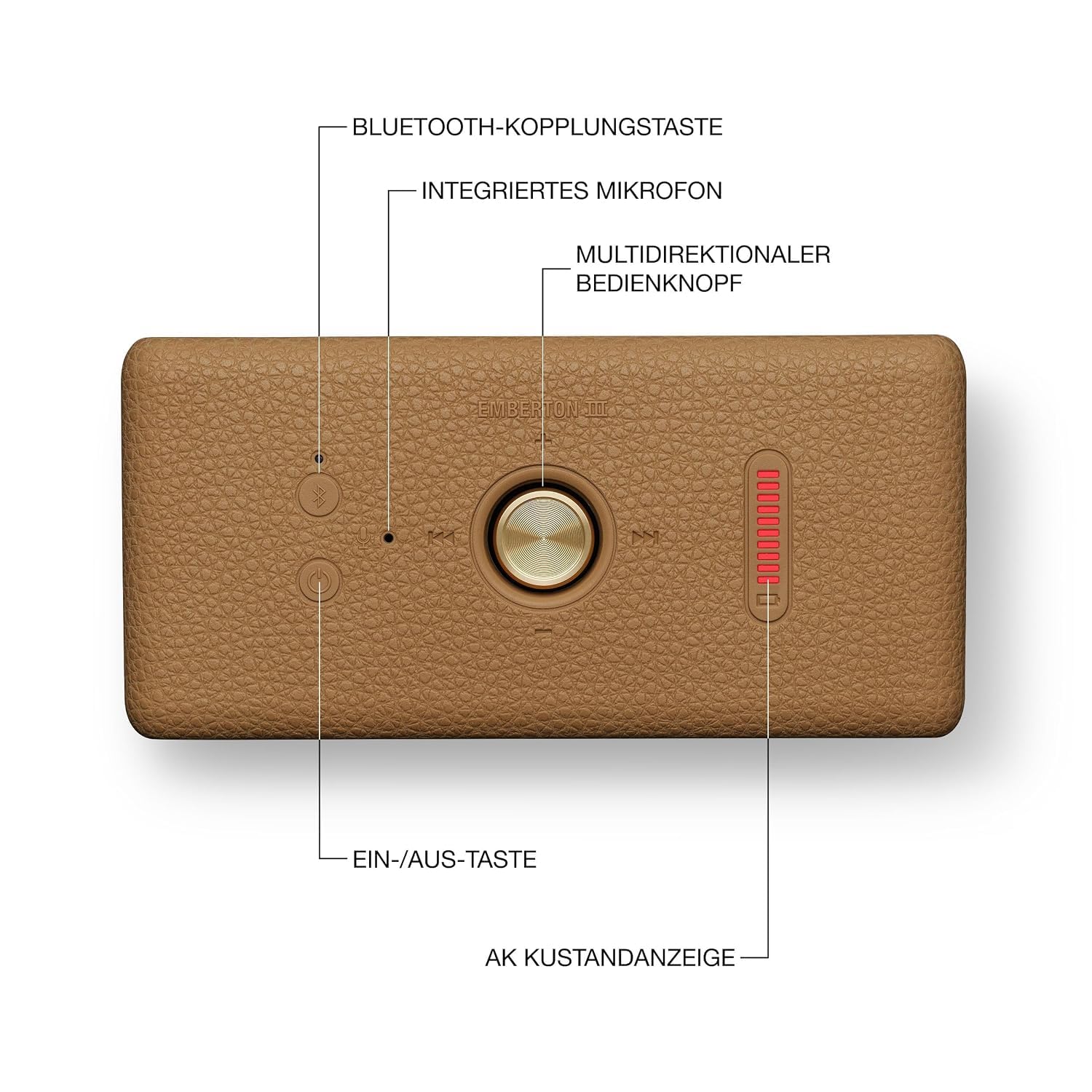 Marshall Smartchoice Emberton III Compact Portable Bluetooth Speaker (Brown)
