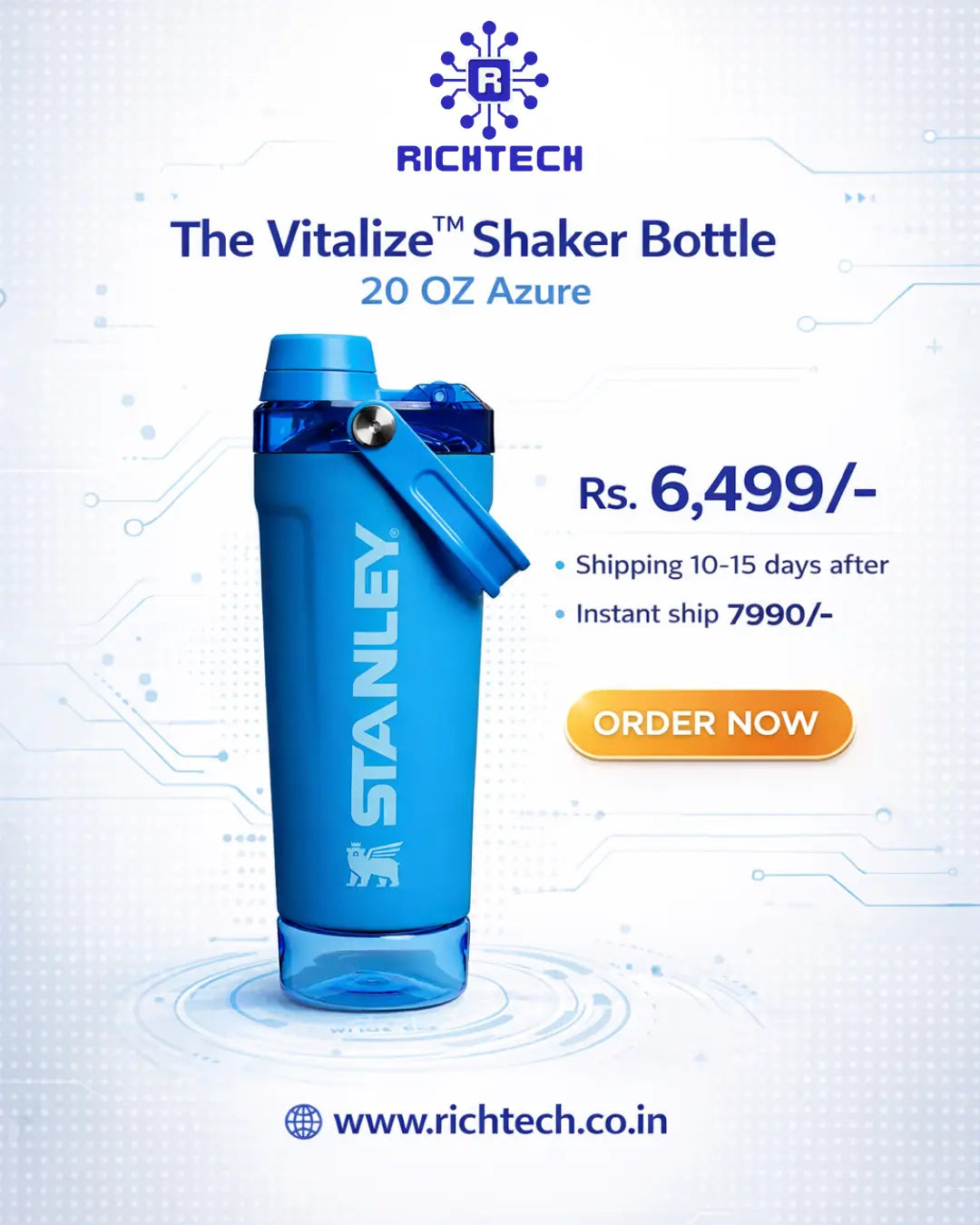 The Vitalize™ Shaker Bottle | 20 OZ Azure