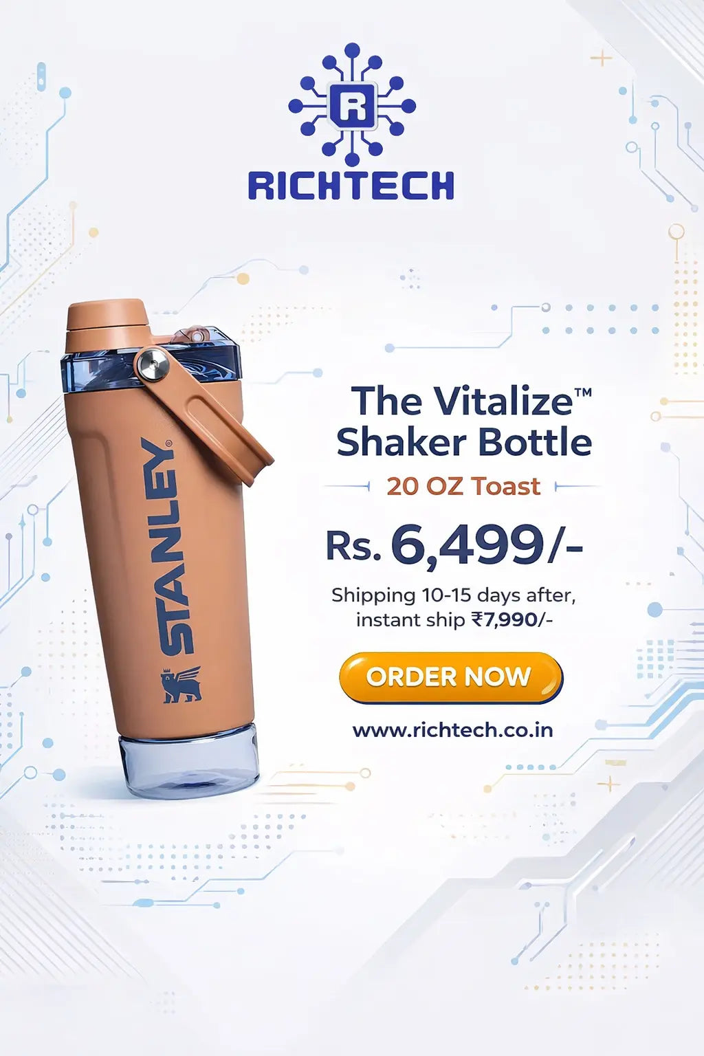 The Vitalize™ Shaker Bottle | 20 OZ Toast